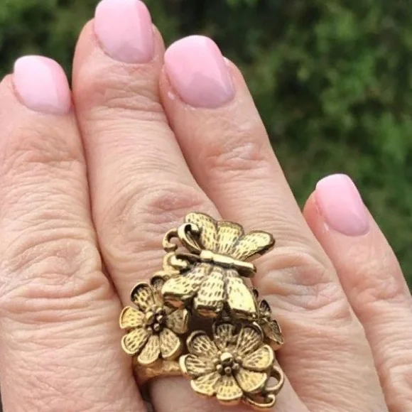 NEW Floral Butterfly Ring Sz 9 - Picture 9 of 10